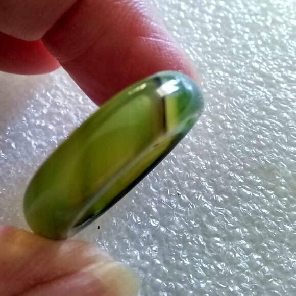 Variegated Green Bands ~ Agate Stone Band Size 7 ~ Friendship + Promise Rings - Picture 4 of 8